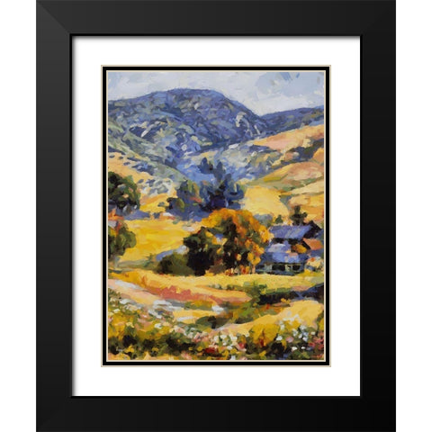 Countryside with Mountains Black Modern Wood Framed Art Print with Double Matting by Medeiros, Celito