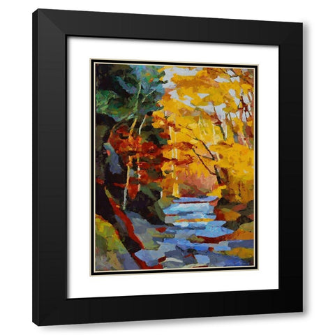 Stream in Autumn Black Modern Wood Framed Art Print with Double Matting by Medeiros, Celito