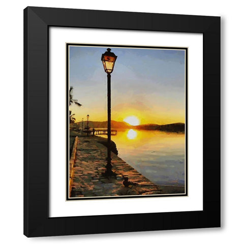 Sunrise by the River Black Modern Wood Framed Art Print with Double Matting by Medeiros, Celito