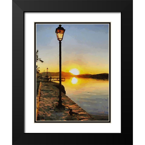 Sunrise by the River Black Modern Wood Framed Art Print with Double Matting by Medeiros, Celito