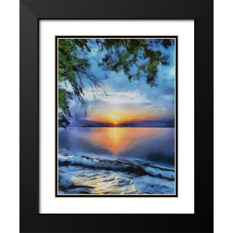 Sunset over the Lake Black Modern Wood Framed Art Print with Double Matting by Medeiros, Celito