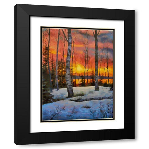 Sunseet in Winter Black Modern Wood Framed Art Print with Double Matting by Medeiros, Celito