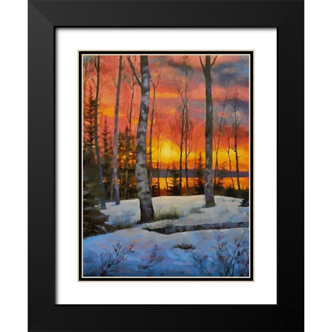 Sunseet in Winter Black Modern Wood Framed Art Print with Double Matting by Medeiros, Celito