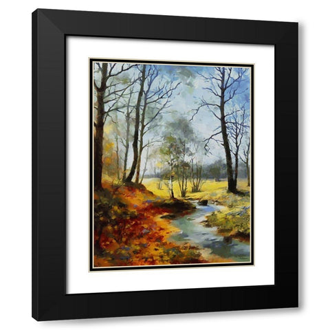 Stream Trough The Woods I Black Modern Wood Framed Art Print with Double Matting by Medeiros, Celito