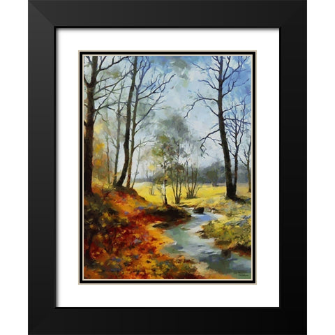 Stream Trough The Woods I Black Modern Wood Framed Art Print with Double Matting by Medeiros, Celito