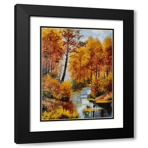 Romantic Nature in Autumn V Black Modern Wood Framed Art Print with Double Matting by Medeiros, Celito