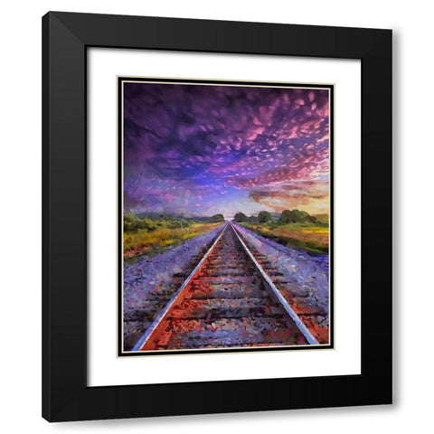 Purple Rail Black Modern Wood Framed Art Print with Double Matting by Medeiros, Celito