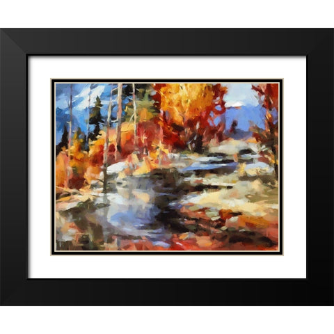 Stream in Winter II Black Modern Wood Framed Art Print with Double Matting by Medeiros, Celito