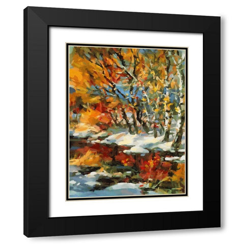 Stream in Winter III Black Modern Wood Framed Art Print with Double Matting by Medeiros, Celito