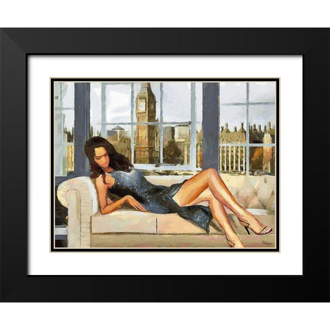 Girl in Silver in London Black Modern Wood Framed Art Print with Double Matting by Medeiros, Celito
