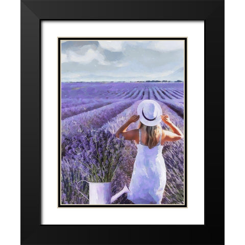 Girl with a White Hat Black Modern Wood Framed Art Print with Double Matting by Medeiros, Celito