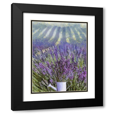 Can in the Lavender Field Black Modern Wood Framed Art Print with Double Matting by Medeiros, Celito
