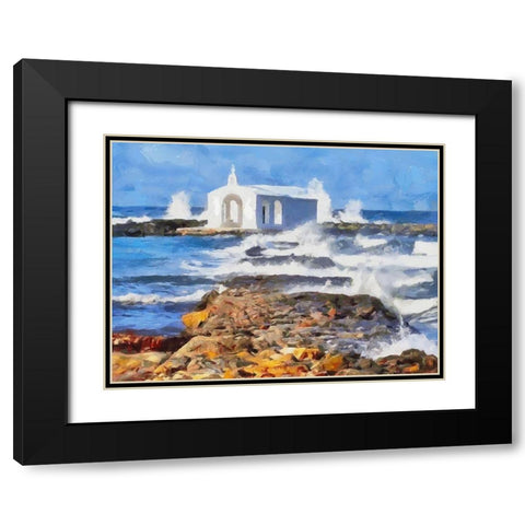 White Church on the Beach Black Modern Wood Framed Art Print with Double Matting by Medeiros, Celito