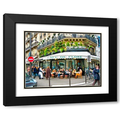 Cafe de Flore Black Modern Wood Framed Art Print with Double Matting by Medeiros, Celito