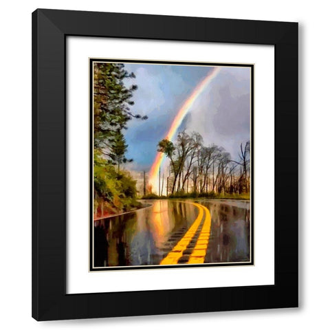 Rainbove over the Street Black Modern Wood Framed Art Print with Double Matting by Medeiros, Celito