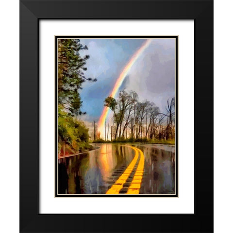 Rainbove over the Street Black Modern Wood Framed Art Print with Double Matting by Medeiros, Celito
