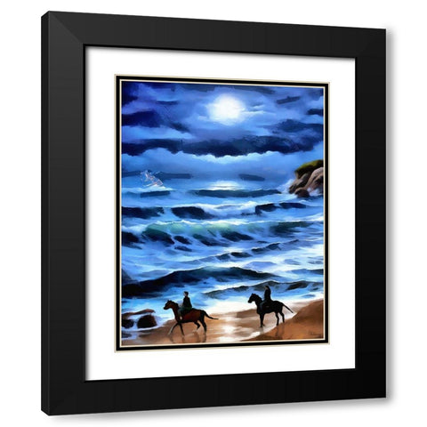 Horses on the Beach Black Modern Wood Framed Art Print with Double Matting by Medeiros, Celito