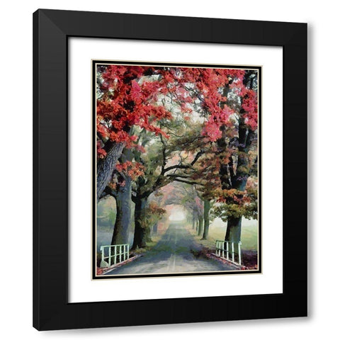 Tree with red Leaves Black Modern Wood Framed Art Print with Double Matting by Medeiros, Celito