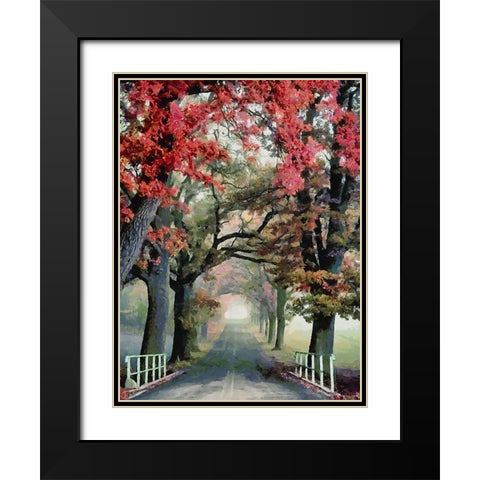 Tree with red Leaves Black Modern Wood Framed Art Print with Double Matting by Medeiros, Celito