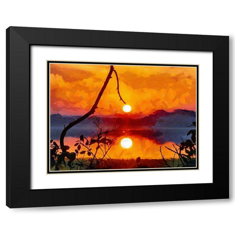 Mirrored Sunset Black Modern Wood Framed Art Print with Double Matting by Medeiros, Celito