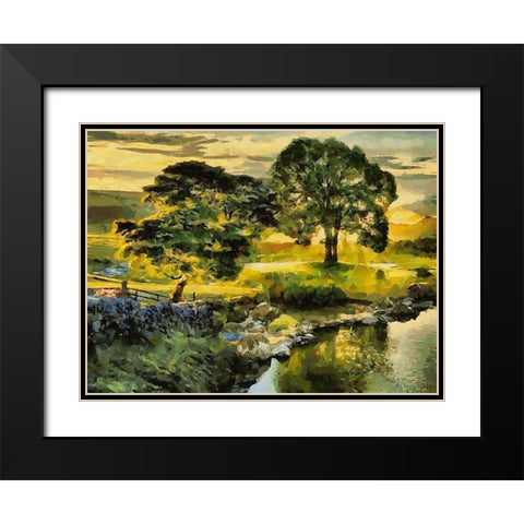 Green Landscape Black Modern Wood Framed Art Print with Double Matting by Medeiros, Celito
