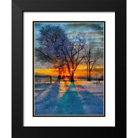 Sunrise in Frozen Landscape I Black Modern Wood Framed Art Print with Double Matting by Medeiros, Celito