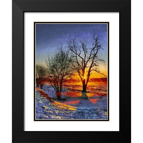 Sunrise in Frozen Landscape II Black Modern Wood Framed Art Print with Double Matting by Medeiros, Celito