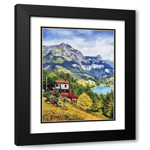 Mountains Landscape Black Modern Wood Framed Art Print with Double Matting by Medeiros, Celito