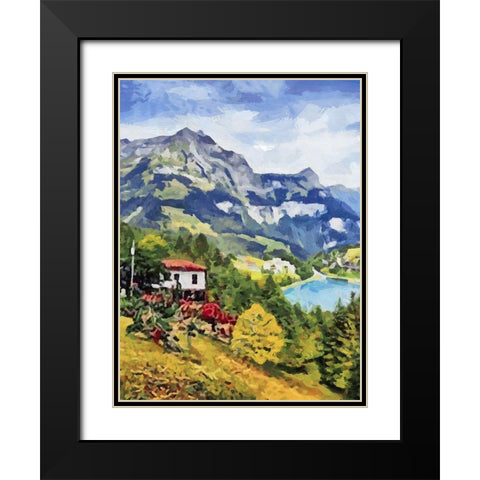 Mountains Landscape Black Modern Wood Framed Art Print with Double Matting by Medeiros, Celito