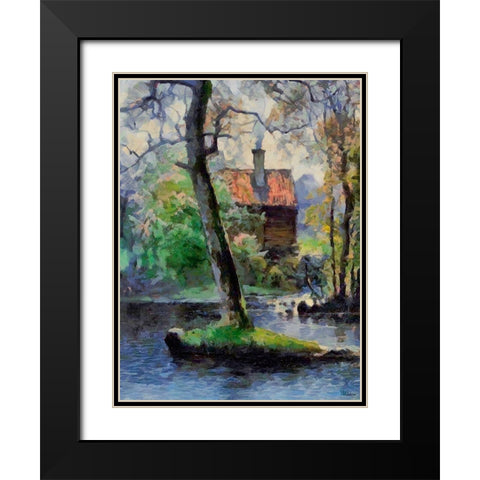 House near the Lake Black Modern Wood Framed Art Print with Double Matting by Medeiros, Celito