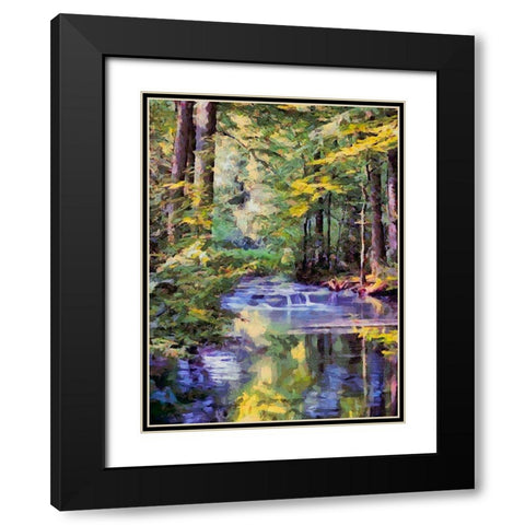 Small Watterfall Black Modern Wood Framed Art Print with Double Matting by Medeiros, Celito