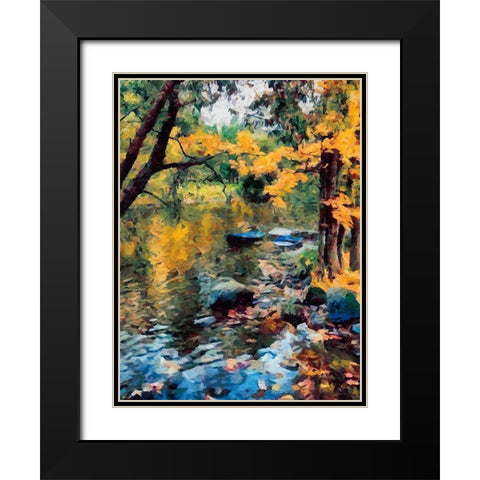 Boats on the River Black Modern Wood Framed Art Print with Double Matting by Medeiros, Celito