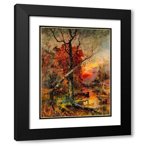 Deep Autumn Sunset II Black Modern Wood Framed Art Print with Double Matting by Medeiros, Celito