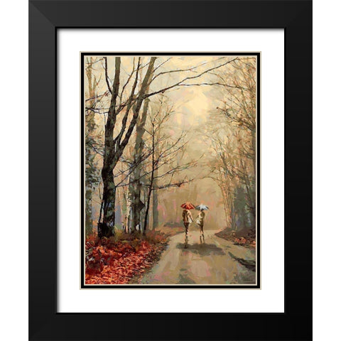 Romantic Date Black Modern Wood Framed Art Print with Double Matting by Medeiros, Celito