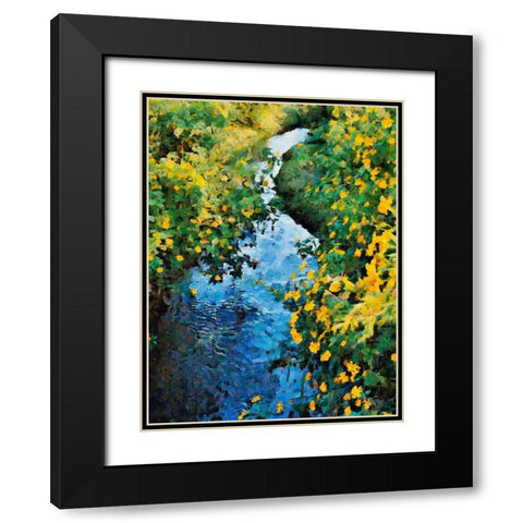 Yellow Flowers by the Stream Black Modern Wood Framed Art Print with Double Matting by Medeiros, Celito