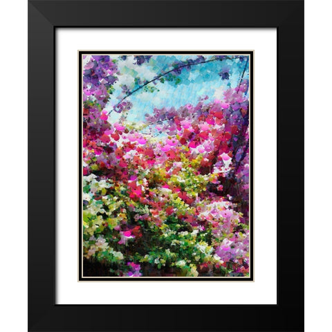 Pink Flowering Garden I Black Modern Wood Framed Art Print with Double Matting by Medeiros, Celito