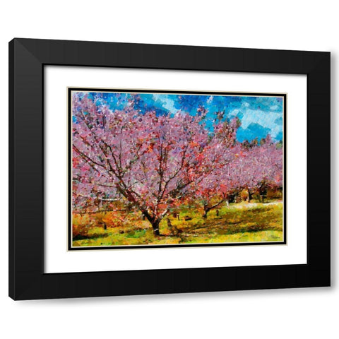 Pink Flowering Tree III Black Modern Wood Framed Art Print with Double Matting by Medeiros, Celito