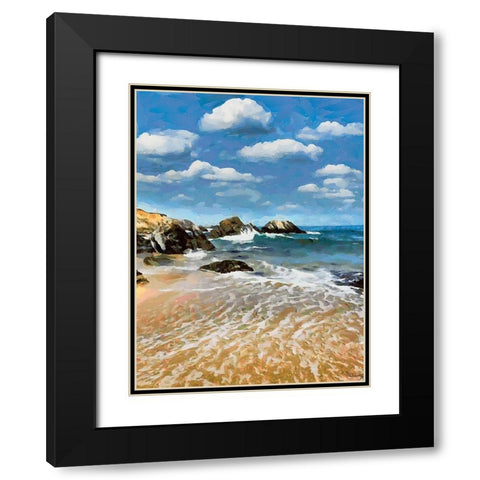 Rocky Beach Black Modern Wood Framed Art Print with Double Matting by Medeiros, Celito