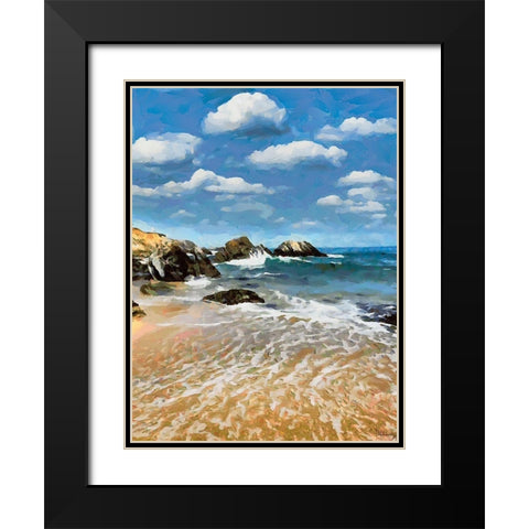 Rocky Beach Black Modern Wood Framed Art Print with Double Matting by Medeiros, Celito