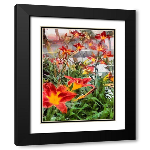 Red Orchids Black Modern Wood Framed Art Print with Double Matting by Medeiros, Celito