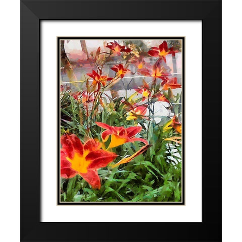 Red Orchids Black Modern Wood Framed Art Print with Double Matting by Medeiros, Celito