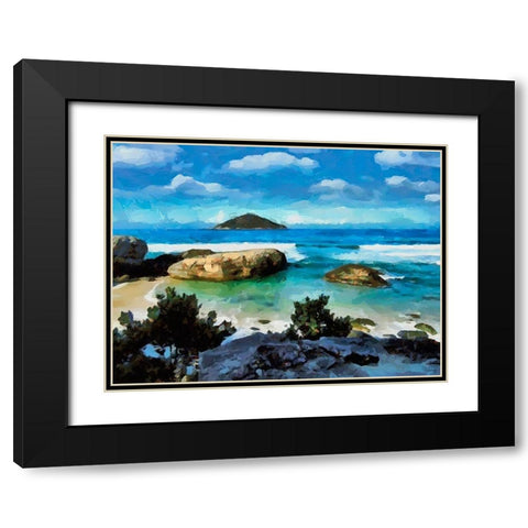 Beach in Brazil Black Modern Wood Framed Art Print with Double Matting by Medeiros, Celito