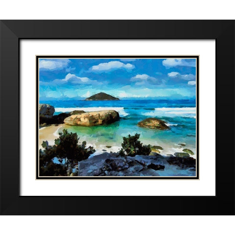 Beach in Brazil Black Modern Wood Framed Art Print with Double Matting by Medeiros, Celito