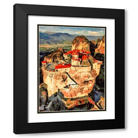 Temple in Greece Black Modern Wood Framed Art Print with Double Matting by Medeiros, Celito