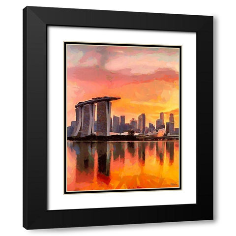 Memories from Singapur I Black Modern Wood Framed Art Print with Double Matting by Medeiros, Celito