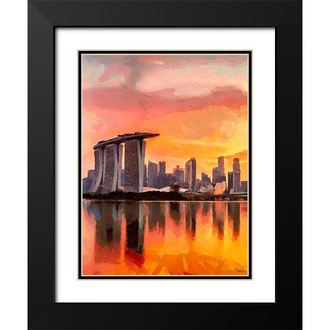Memories from Singapur I Black Modern Wood Framed Art Print with Double Matting by Medeiros, Celito