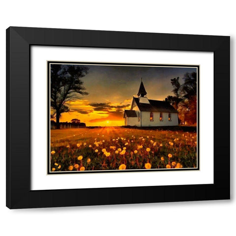 Small Churche by Sunset Black Modern Wood Framed Art Print with Double Matting by Medeiros, Celito