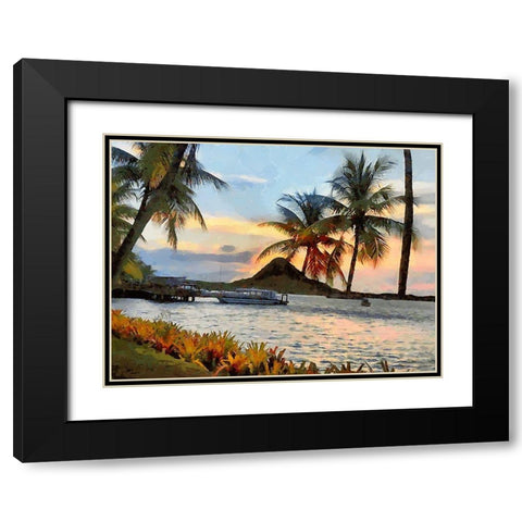 Palms near Sea II Black Modern Wood Framed Art Print with Double Matting by Medeiros, Celito