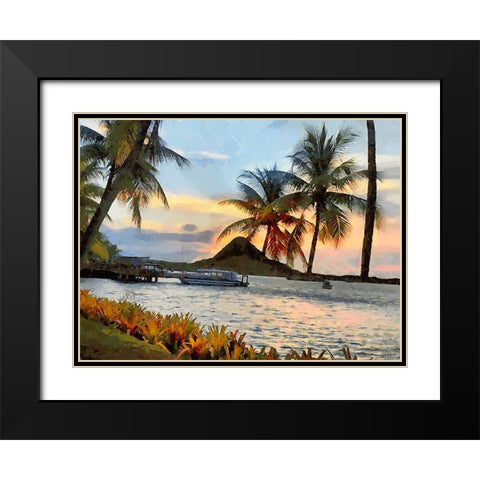 Palms near Sea II Black Modern Wood Framed Art Print with Double Matting by Medeiros, Celito