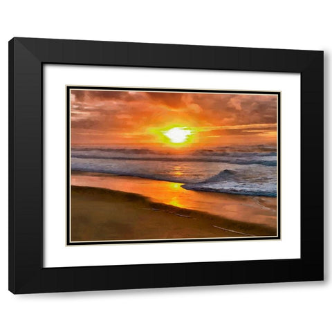 Sunset above the Sea Black Modern Wood Framed Art Print with Double Matting by Medeiros, Celito